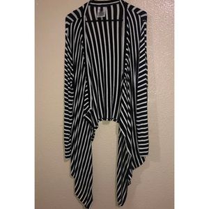 BCBG MAXAZRIA ANGELA Striped Open Drape Cardigan L